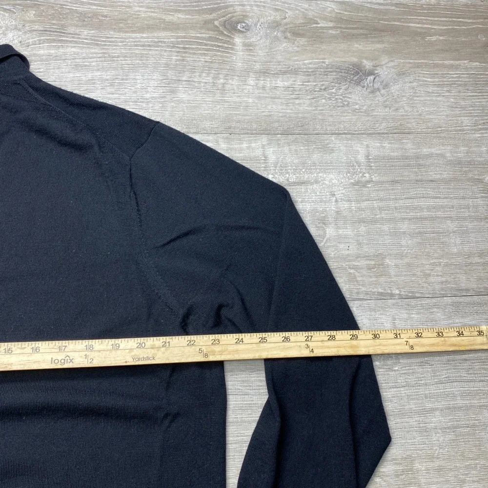 Banana Republic Mens XL Extra Fine‎ Italian Merino Wool Long Sleeve Polo Black